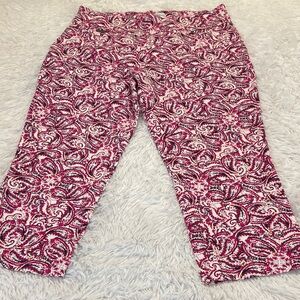 Peck & Peck Pink and White Patterned Capris PULL ON SIZE 15 WOMENS